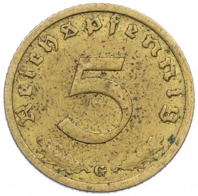 5 рейхспфеннигов 1938 года G Германия