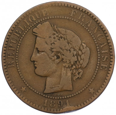 10 сантимов 1891 года A Франция