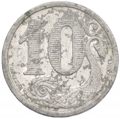 10 сантимов 1922 года Франция — город Ла-Рошель (Нотгельд)