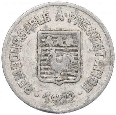 10 сантимов 1922 года Франция — комунна Мазаме (Нотгельд)