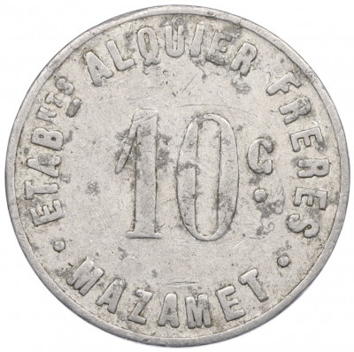 10 сантимов 1922 года Франция — комунна Мазаме (Нотгельд)