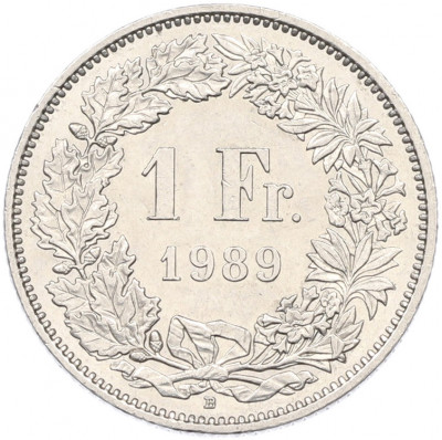 1 франк 1989 года Швейцария