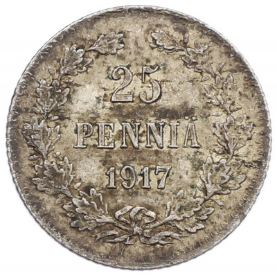 25 пенни 1917 года Русская Финляндия — Орел без корон (Временное правительство)