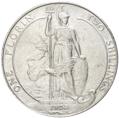 1 флорин (2 шиллинга) 1908 года Великобритания