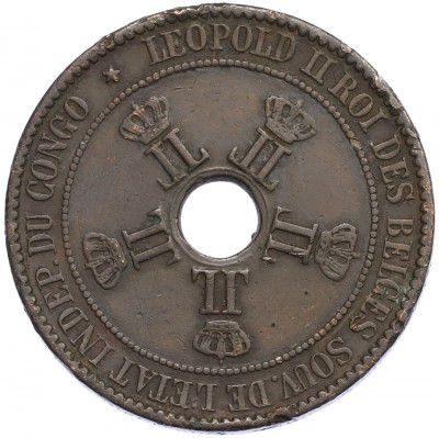 10 сантимов 1894 года Свободное государство Конго (Бельгийское Конго)