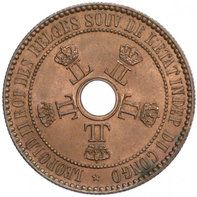 5 сантимов 1888 года Свободное государство Конго (Бельгийское Конго)