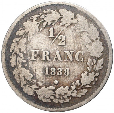 1/2 франка 1838 года Бельгия