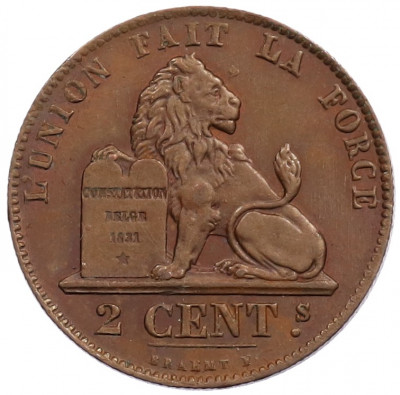 2 сантима 1862 года Бельгия