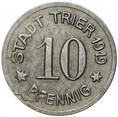 10 пфеннигов 1919 года Германия — город Трир (Нотгельд)