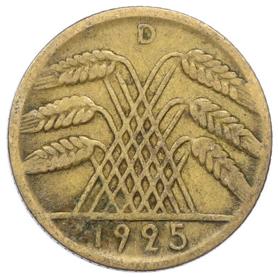 10 рейхспфеннигов 1925 года D Германия