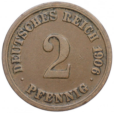 2 пфеннига 1906 года F Германия