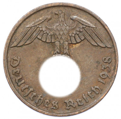 2 рейхспфеннига 1938 года J Германия