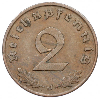 2 рейхспфеннига 1938 года J Германия