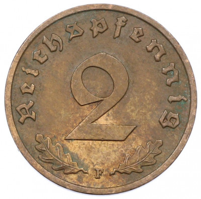 2 рейхспфеннига 1939 года F Германия