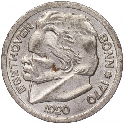 25 пфеннигов 1920 года Германия — город Бонн «Бетховен» (Нотгельд)