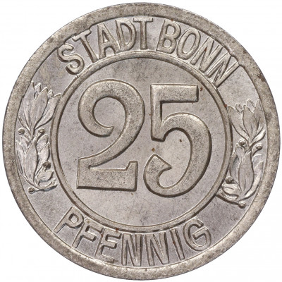 25 пфеннигов 1920 года Германия — город Бонн «Бетховен» (Нотгельд)