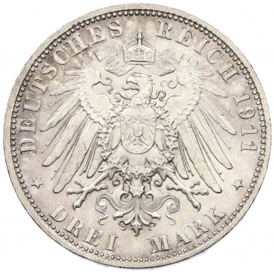 3 марки 1911 года Германия (Бавария) «90 лет со дня рождения Луитпольда Баварского»
