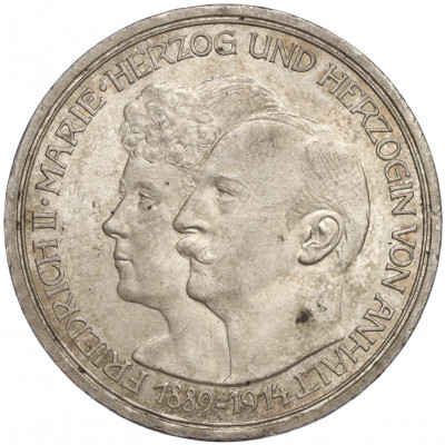 3 марки 1914 года Германия (Ангальт) «25 лет свадьбе Фридриха II и Марии Баденской»