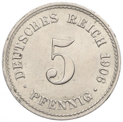 5 пфеннигов 1906 года A Германия