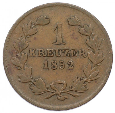 1 крейцер 1852 года Баден