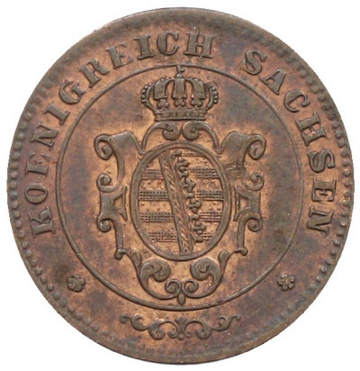 1 пфенниг 1865 года Саксония