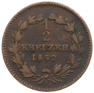 1/2 крейцера 1852 года Баден