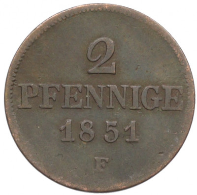 2 пфеннига 1851 года Саксония