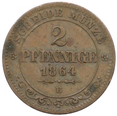 2 пфеннига 1864 года Саксония