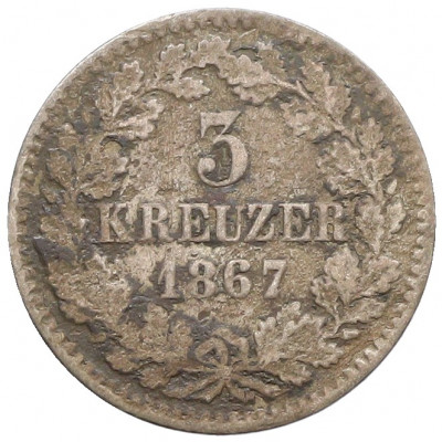 3 крейцера 1867 года Баден