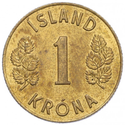 1 крона 1974 года Исландия