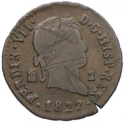 2 мараведи 1827 года Испания