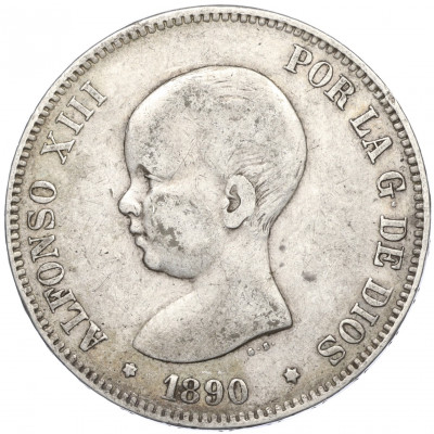 5 песет 1890 года Испания