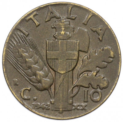 10 чентезимо 1942 года Италия