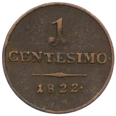 1 чентезимо 1822 года Ломбардия-Венеция