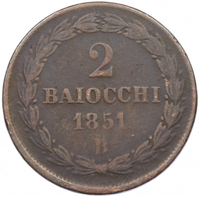 2 байокко 1851 года Папская область