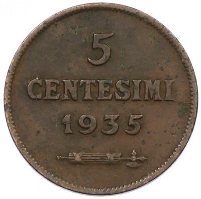 5 чентезимо 1935 года Сан-Марино