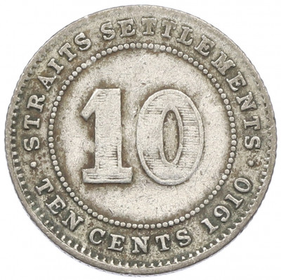 10 центов 1910 года Стрейтс Сетлментс