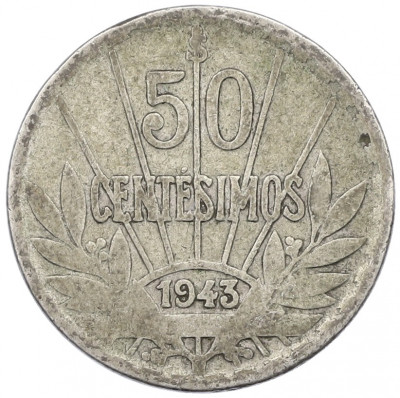 50 сентесимо 1943 года Уругвай
