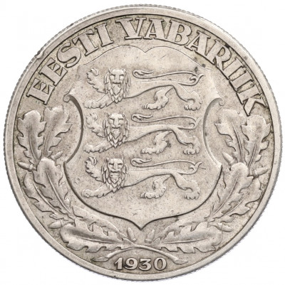 2 кроны 1930 года Эстония «Замок Тоомпеа в Таллине»