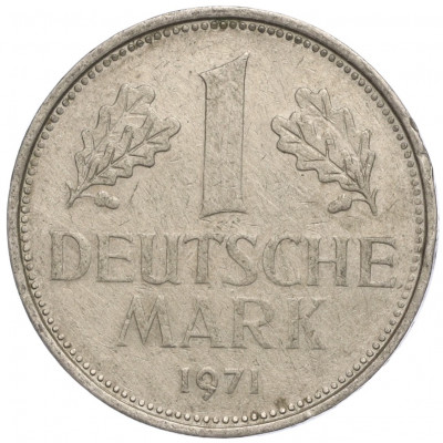 1 марка 1971 года F Западная Германия (ФРГ)