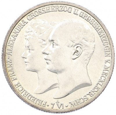 2 марки 1904 года Германия (Мекленбург-Шверин) «Свадьба Герцога Фридриха Франца IV»