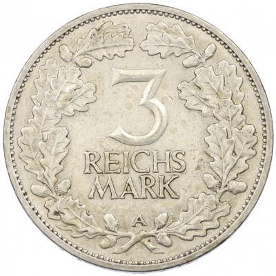 3 рейхсмарки 1925 года A Германия «Тысячелетие Рейнланда»