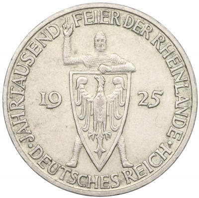 3 рейхсмарки 1925 года D Германия «Тысячелетие Рейнланда»
