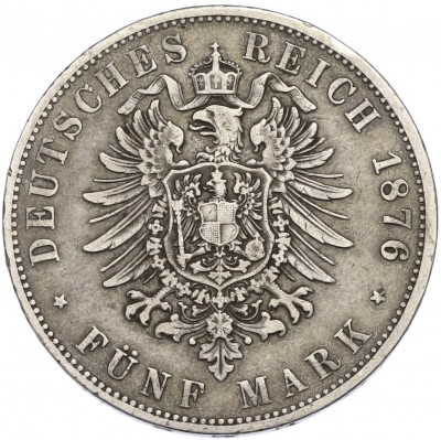 5 марок 1876 года F Германия (Вюртемберг)