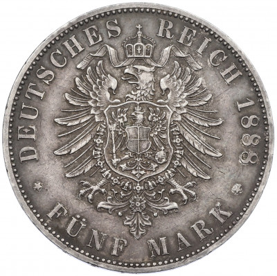 5 марок 1888 года A Германия (Пруссия — Фридрих III)