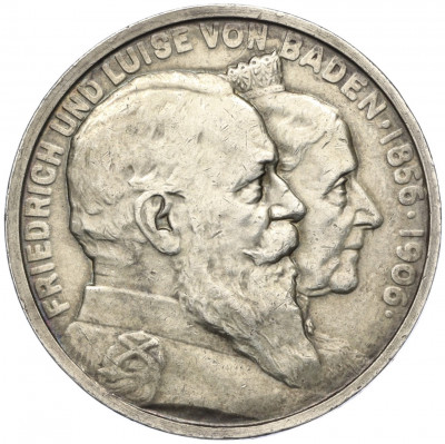 5 марок 1906 года Германия (Баден) «50 лет свадьбе Фридриха I и Луизы Прусской»
