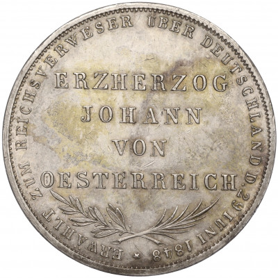 2 гульдена 1848 года Франкфурт «Избрание австрийского принца Йоханна викарием»