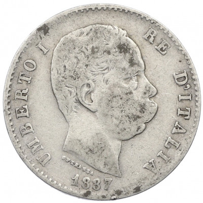 1 лира 1887 года M Италия