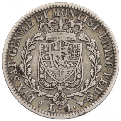 1 лира 1828 года Сардиния