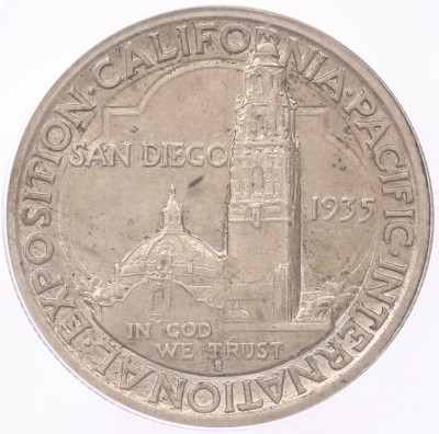 1/2 доллара (50 центов) 1935 года S США «Калифорнийская Тихоокеанская международная выставка в Сан-Диего» в слабе ANACS (MS63)